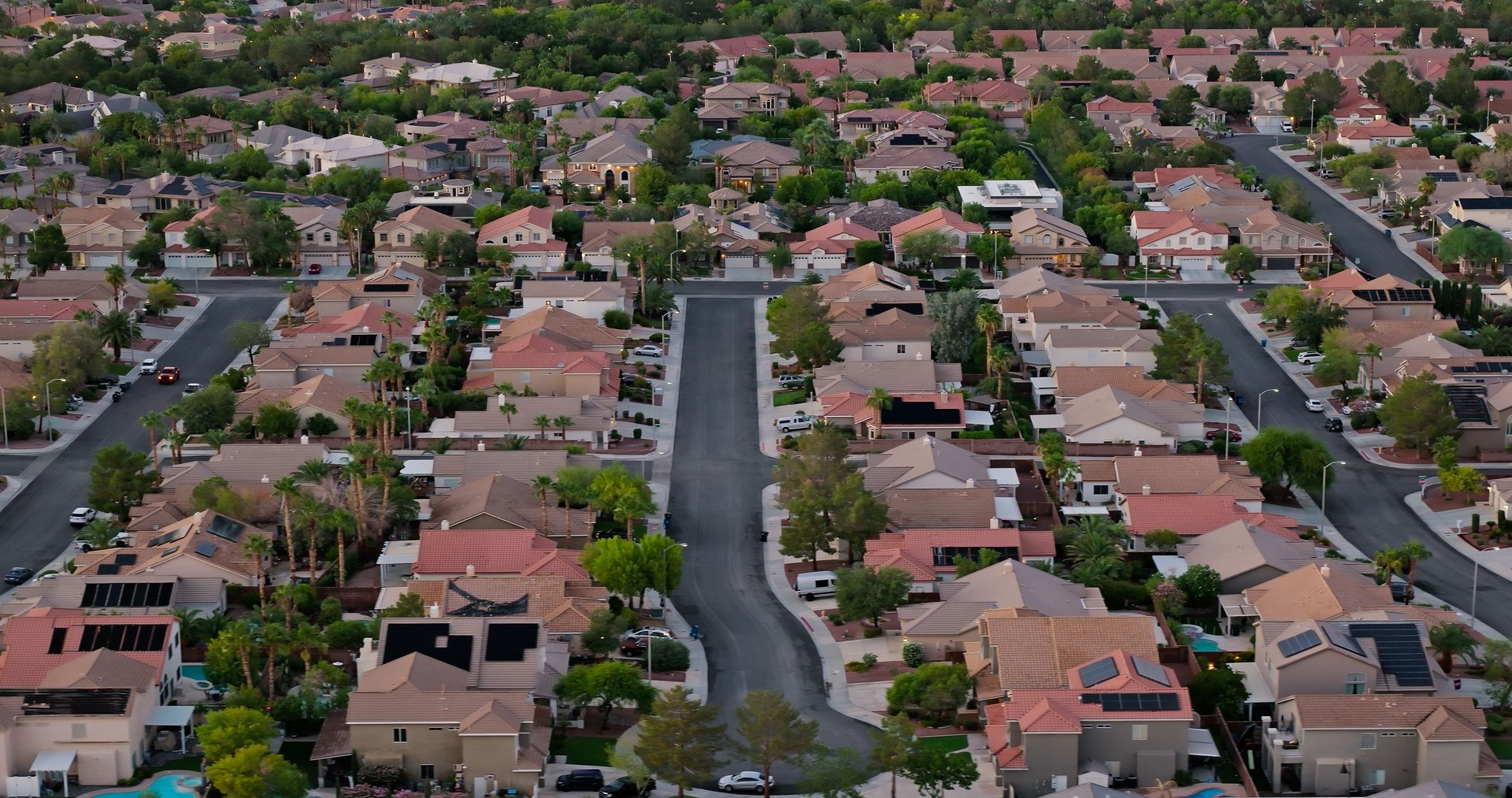 Drone View of Henderson Cityscape on a Fall Sunset in Clark County, Nevada